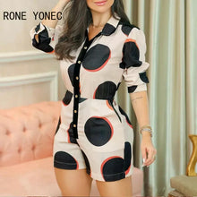 Load image into Gallery viewer, Women Polkadot Print Colorblock Button Front Romper Casual Summer Romper Women Jumpsuits.
