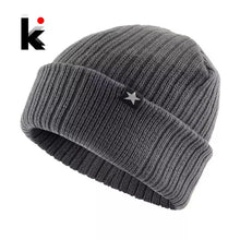 Load image into Gallery viewer, Winter Hats For Men Knitted Wool Solid Color Beanie Hat Men&#39;s Warm Skullies Cap Knitting Doulbe Layer Thick Outdoor Ski Bonnet.
