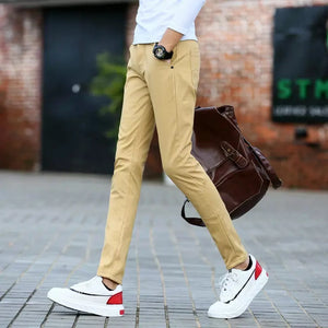 2023 Winter New Men's Warm Casual Pants Classic Style  Fashion Thicken Slim Fit Fleece Trousers Black Blue Khaki Brand Clothes.