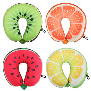 Fruit U Shaped Travel Pillow Nanoparticles Neck Pillow Watermelon Lemon Kiwi Orange Car Pillows Soft Cushion Home Textile18