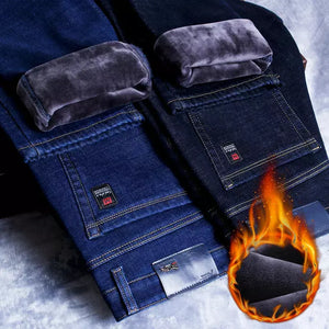 Winter warm jean pants for men