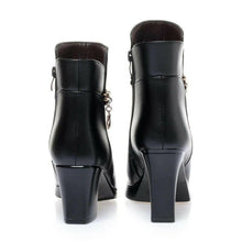 Load image into Gallery viewer, GKTINOO Women Winter Shoes 2023 New Fashion High heels Women Leather Boots Large Size Natural Wool Warm Ladies Short Boots.
