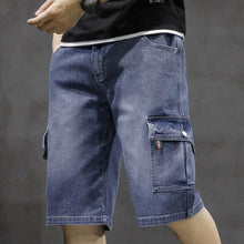 Cargar imagen en el visor de la galería, Men Fashion Baggy Cargo Jean Shorts Mens Mult Pockets Boardshorts Shorts Denim Overall Breeches Loose Shorts Jeans For Men.

