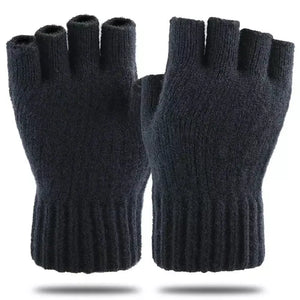 Men's Half Fingerless Gloves Winter Warm Alpaca Wool Fingerless Knitting Glove Adult Thickening Riding Leaking Fingers Gloves.