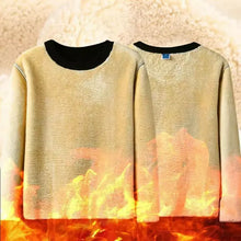 Cargar imagen en el visor de la galería, Autumn Winter Men&#39;s Sweatshirts Fleece Thick Solid Color Bunched Sleeves Cold-proof Warm Clothes O-neck Loose Hoodless Top M-5xl.
