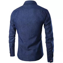 Cargar imagen en el visor de la galería, Men&#39;s Shirt  Europe Size New Fashion Casual Long Sleeve Slim Square Collar Leather Pocket Solid Shirts N455.
