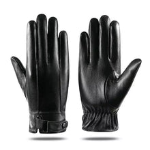 Load image into Gallery viewer, Fleece Leather Gloves Men&#39;s Winter Autumn PU Linings Cashmere Warm Sports Male Driving Mittens Waterproof Tactical Glove Guantes.
