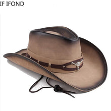 Cargar imagen en el visor de la galería, Leather Western Cowboy Hat For Men and Women
