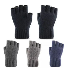 Cargar imagen en el visor de la galería, Men&#39;s Half Fingerless Gloves Winter Warm Alpaca Wool Fingerless Knitting Glove Adult Thickening Riding Leaking Fingers Gloves.
