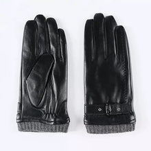 Cargar imagen en el visor de la galería, Genuine Leather Gloves For Men Male Sheepskin Touch Screen Winter Warm Windproof Mittens Driving Cycling Motorcycle Men&#39;s Gloves.
