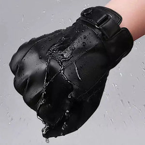Fleece Leather Gloves Men's Winter Autumn PU Linings Cashmere Warm Sports Male Driving Mittens Waterproof Tactical Glove Guantes.