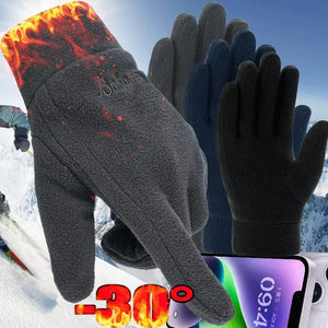 Fleece Thick Winter Gloves Solid Women Outdoor Polar Fleece Warm Cold-proof Gloves Ski Cycling Touchscreen Glove Men's Mittens.