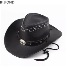 Cargar imagen en el visor de la galería, Leather Western Cowboy Hat For Men and Women
