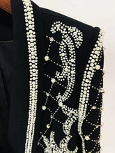 Cargar imagen en el visor de la galería, Stunning Diamonds Pearls Beaded Black Blazer Dress
