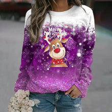 Cargar imagen en el visor de la galería, Animal Printed Sweater Round Neck Top Elegance Long Sleeve Autumn Winter Women&#39;s Everyday Vintage Pullover Christmas T-shirt.
