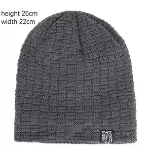 Winter Men's Plush Hat Lining Beanies Outdoor Sports Keep Warm Knitted Skullies.