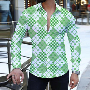 2023 Summer Fashion New Men&#39;s Long-Sleeved Shirt Street Leisure Beach Party Letter 3D Printing Single Breasted Hawaiian Shirt.
