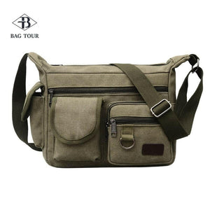 Canvas Shoulder Bags for Young Solid Colors Messenger Strong Fabric Winter Vintage Style Crossbody Bags 2020 Multiple Pockets.