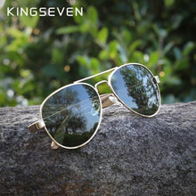 Load image into Gallery viewer, KINGSEVEN High Quality Natural Zebra Wood Temple+Alloy Frame Men Sunglasses Women UV400 Sun Glasses HD Polarized Lens Eyewear.

