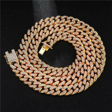 Load image into Gallery viewer, Necklace +Watch+Bracelet Hip Hop Miami Curb Cuban Chain Gold Plated Full Iced Out Paved Rhinestones CZ Bling For Men Jewelry.
