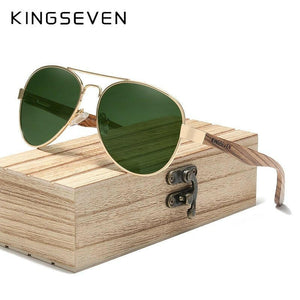 KINGSEVEN High Quality Natural Zebra Wood Temple+Alloy Frame Men Sunglasses Women UV400 Sun Glasses HD Polarized Lens Eyewear.