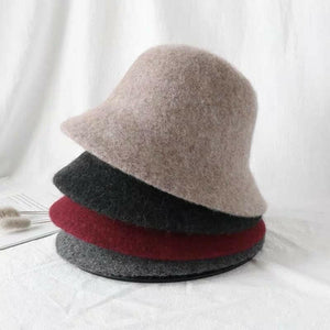 Autumn Winter Wool Bucket Hat Women Fashion Vintage Fisherman Hats Versatile Cap Spring Felt Hat 