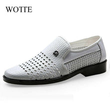 Load image into Gallery viewer, WOTTE Spring Men Loafers Leather Men Shoes Summer Hollow Breathable Oxfords Man Casual Shoes Slip On Formal Dress Shoes For Man.
