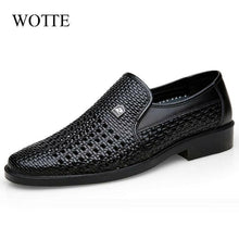Load image into Gallery viewer, WOTTE Spring Men Loafers Leather Men Shoes Summer Hollow Breathable Oxfords Man Casual Shoes Slip On Formal Dress Shoes For Man.
