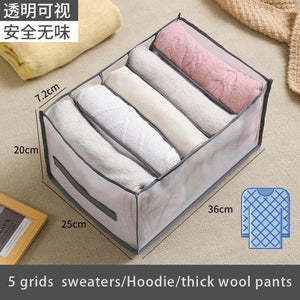 Jeans Compartment Storage Box Closet Clothes Drawer Mesh Separation Box Stacking Pants Drawer Divider Can Washed Home Organizer.