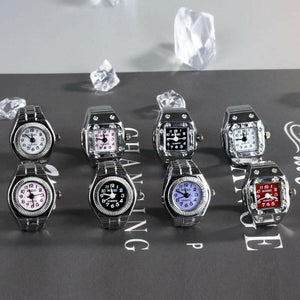 Ring Watch Creativity Punk Hip-hop Couples Ring Watch for Women Men Trendy Personality Metal Mini Watchs Rings Jewelry Gift.
