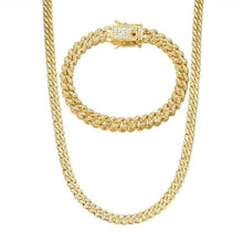 Load image into Gallery viewer, Necklace +Watch+Bracelet Hip Hop Miami Curb Cuban Chain Gold Plated Full Iced Out Paved Rhinestones CZ Bling For Men Jewelry.
